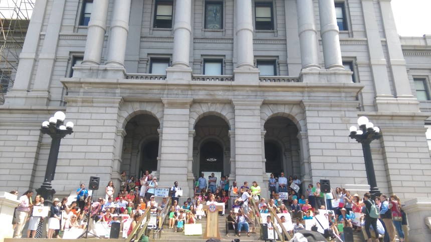The rally at the Denver capitol on World Refugee Day 2017. PC: Katelyn Skye Bennett